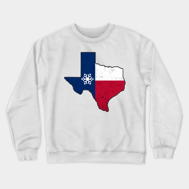 Texas Flag in Texas Shape with Snowflake Snovid 21 Crewneck Sweatshirt by Mesyo